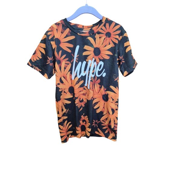 Hype. Black & Orange Floral‎ T-Shirt 3-4Y Graphic Tee For Kids - Picture 2 of 4